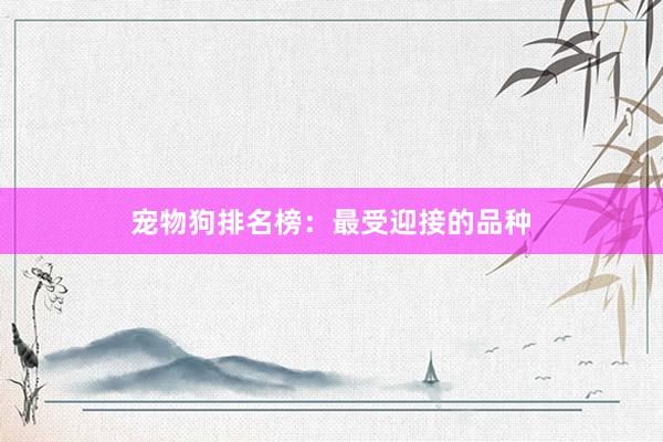 宠物狗排名榜：最受迎接的品种
